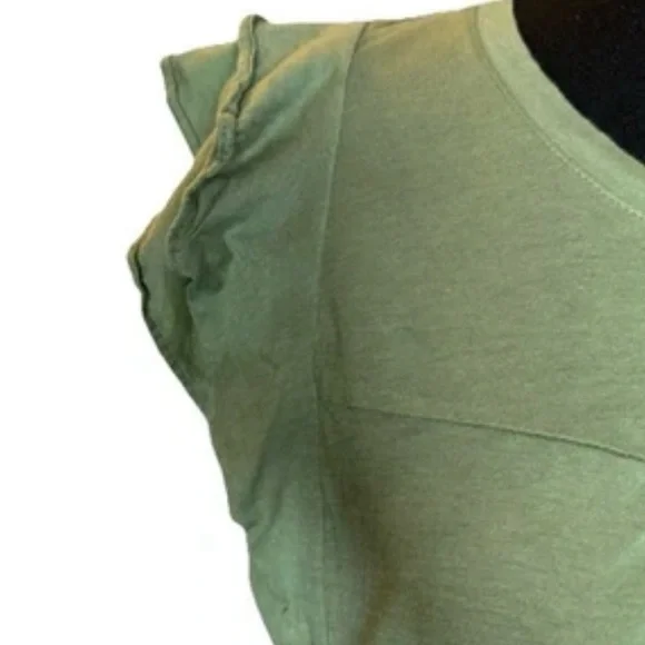 Gap Women's Luxe Green Top, Ruffle Sleeves, Pleats, Size Medium - Picture 9 of 12